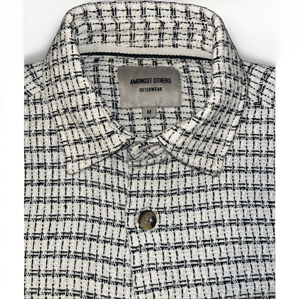 Amongst Others Outerwear Men's Ecru and Black Tweed Shacket Medium M